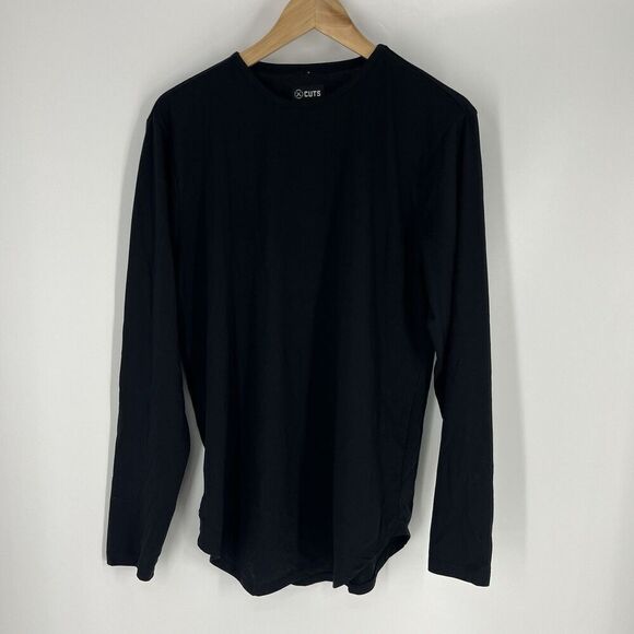 Cuts Clothing T Shirt Size Large Men Elongated Long Sleeve Tee Crew Neck Stretch - Picture 1 of 9